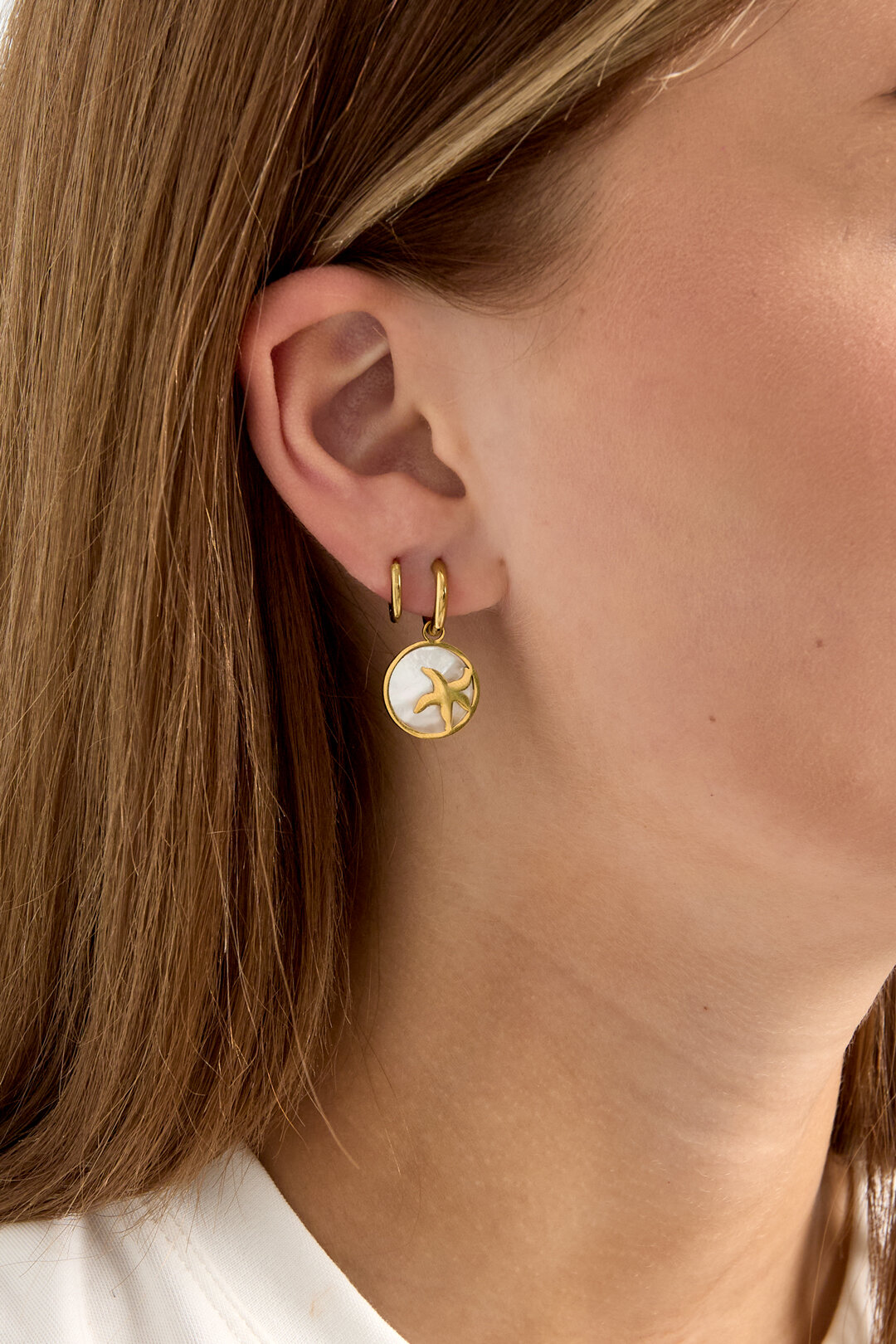 Earrings with starfish in circle Picture2