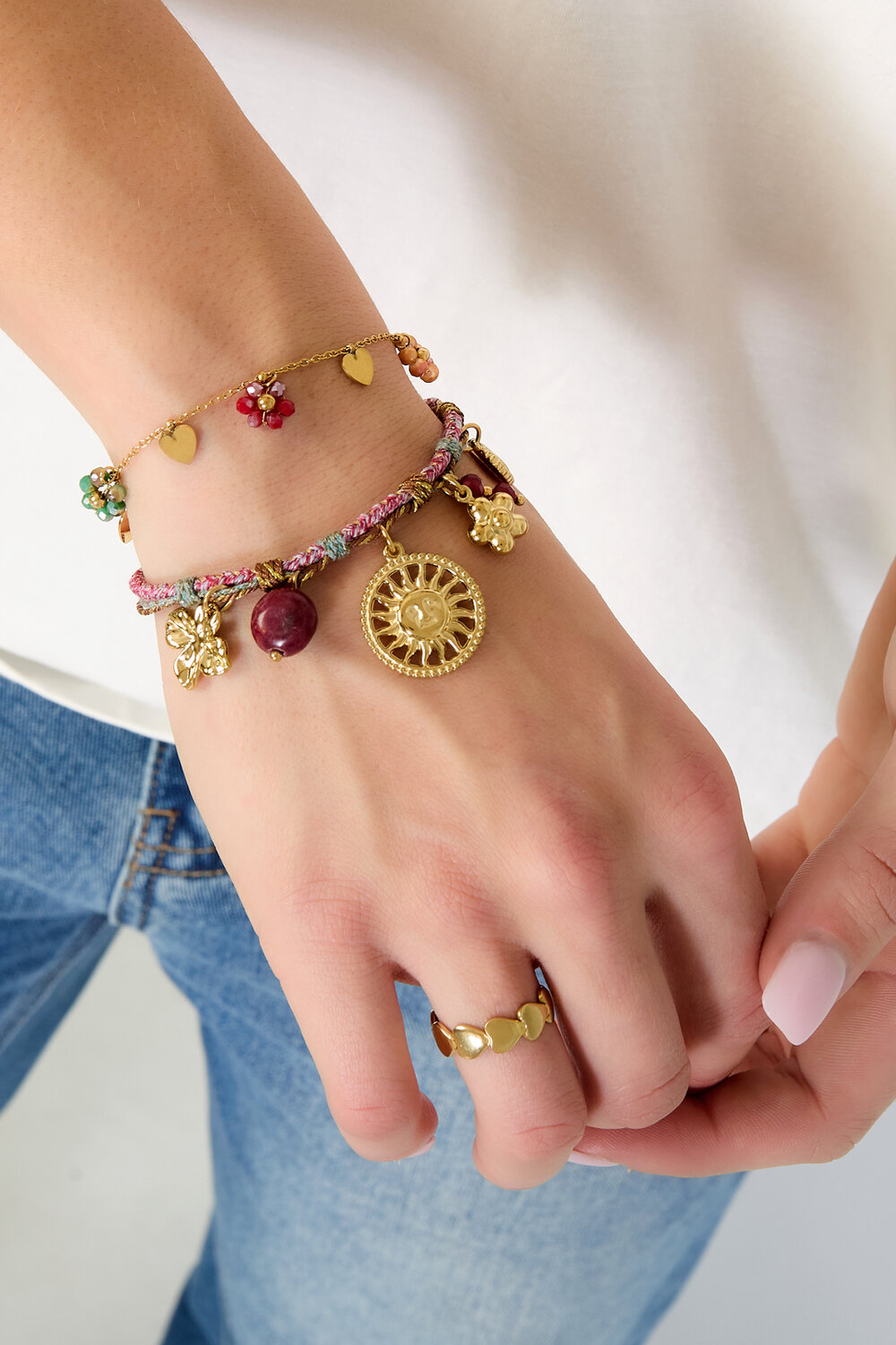 Stainless Steel Charm Bracelets Flower Casual Daily Simple Series Women's jewelry h5Picture2