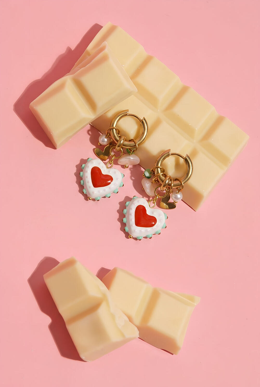 Earrings with hearts, beads and pearl charms h5Picture2