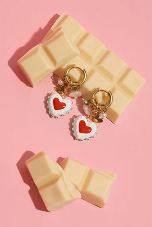 Earrings with hearts, beads and pearl charms h5 Picture2