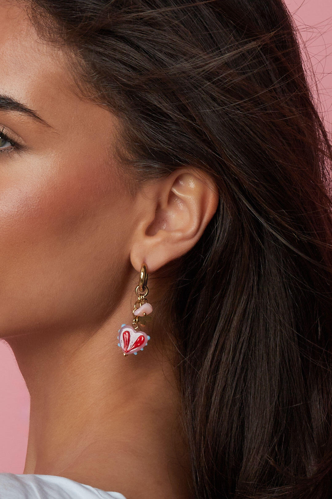 Earrings with colorful heart charms h5Picture4