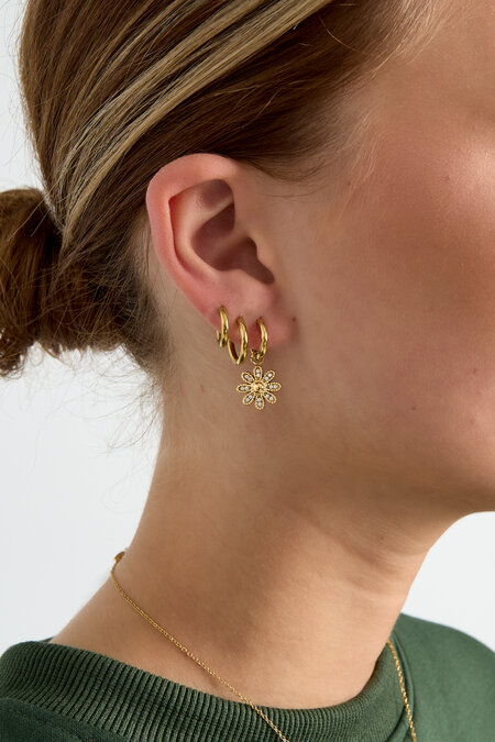 Boucles d'oreilles pendantes en acier inoxydable plaqué or 14 carats, motif floral, collection décontractée et simple pour femmes