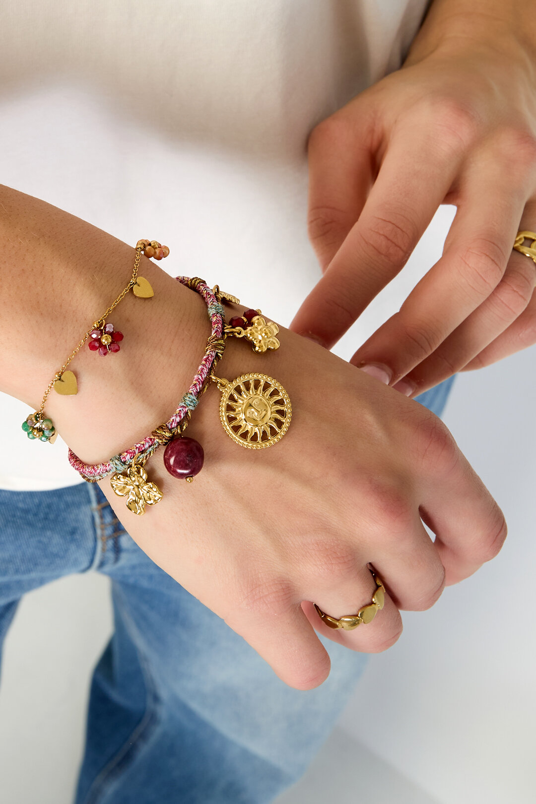 Stainless Steel Charm Bracelets Flower Casual Daily Simple Series Women's jewelry 2