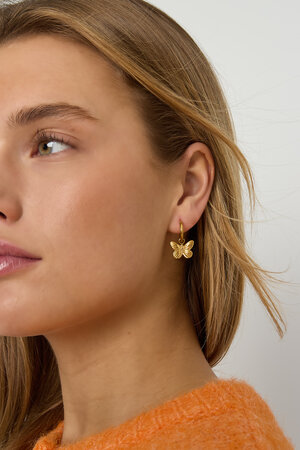Boucles d'oreilles pendantes papillon en acier inoxydable, collection décontractée et simple pour femmes h5 Image2