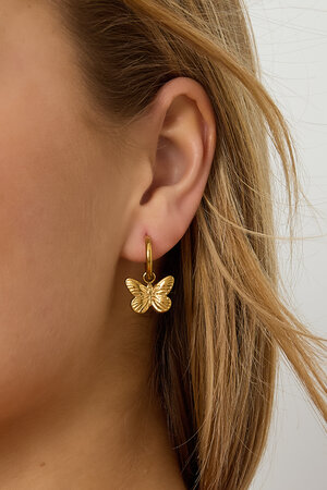 Boucles d'oreilles pendantes papillon en acier inoxydable, collection décontractée et simple pour femmes h5 Image3