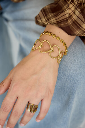 Armreifen aus Edelstahl, Herzmotiv, lässige und schlichte Serie, Damenschmuck h5 Bild2