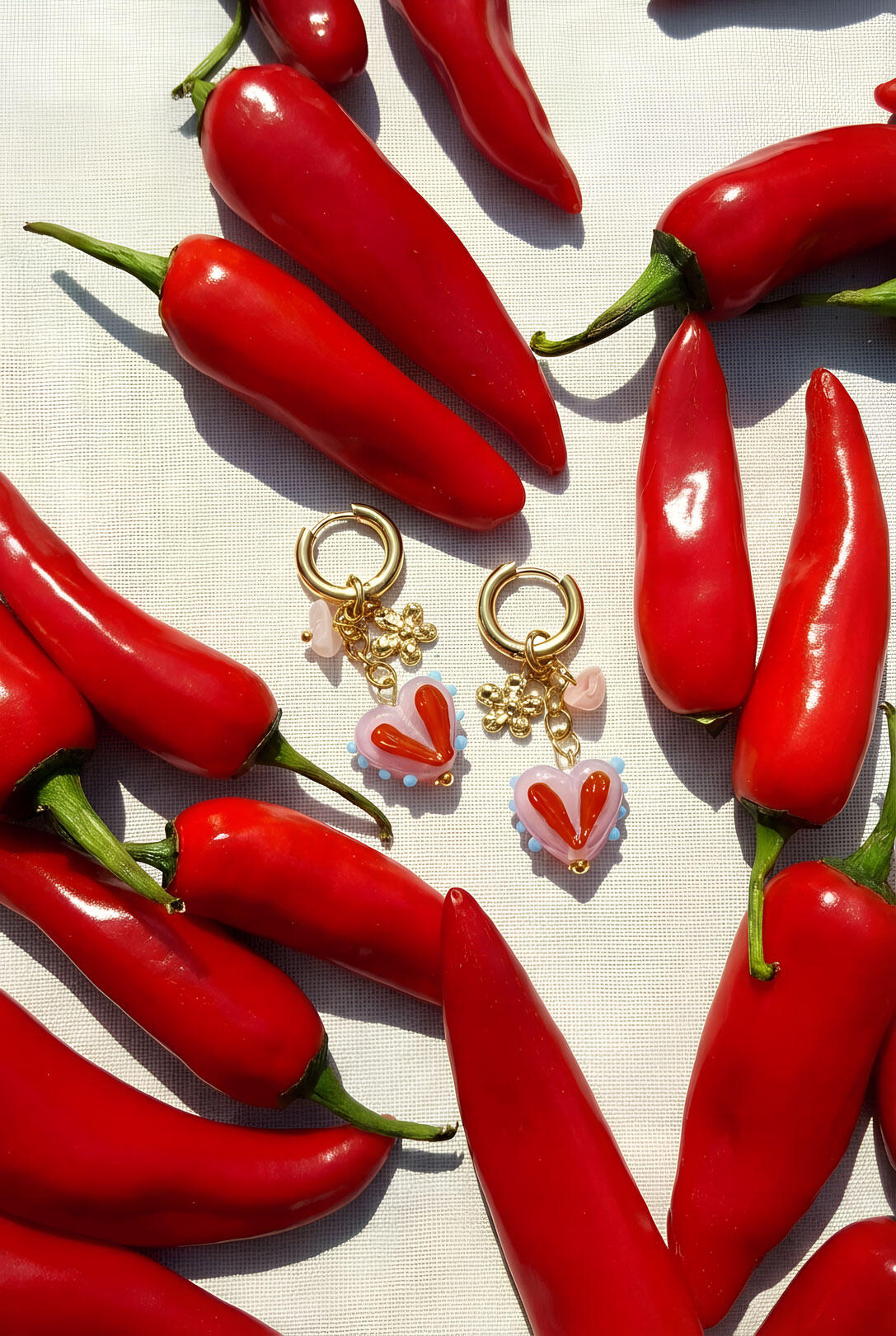 Earrings with colorful heart charms h5Picture2