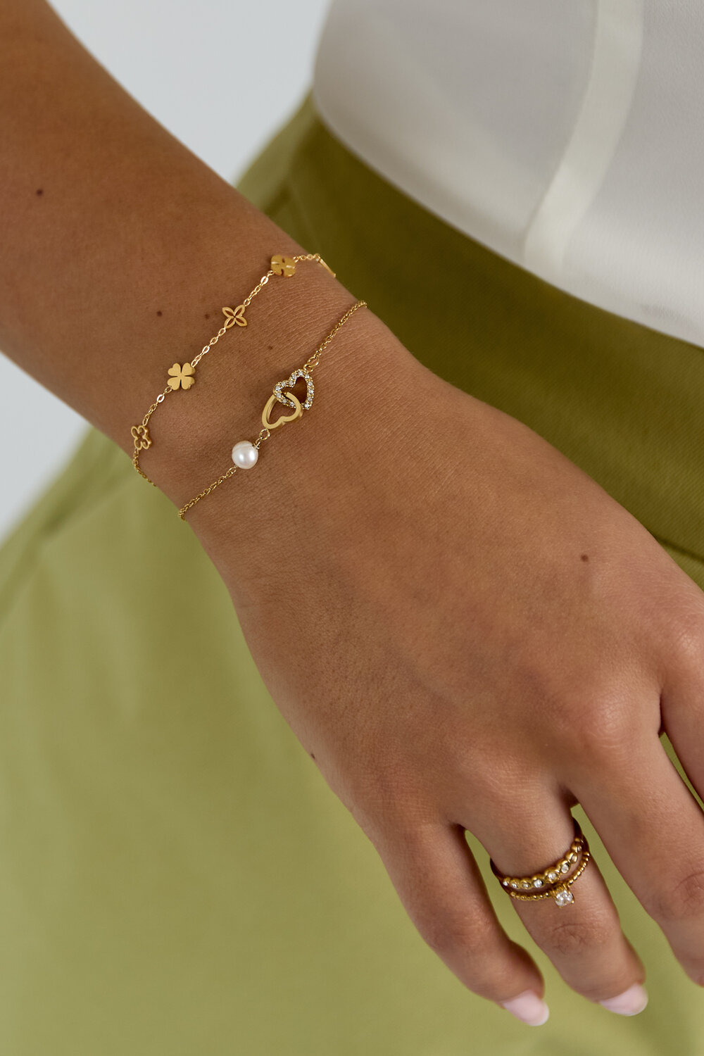 Bracelet pour toujours coeurs - Acier Inoxydable Doré h5Image2