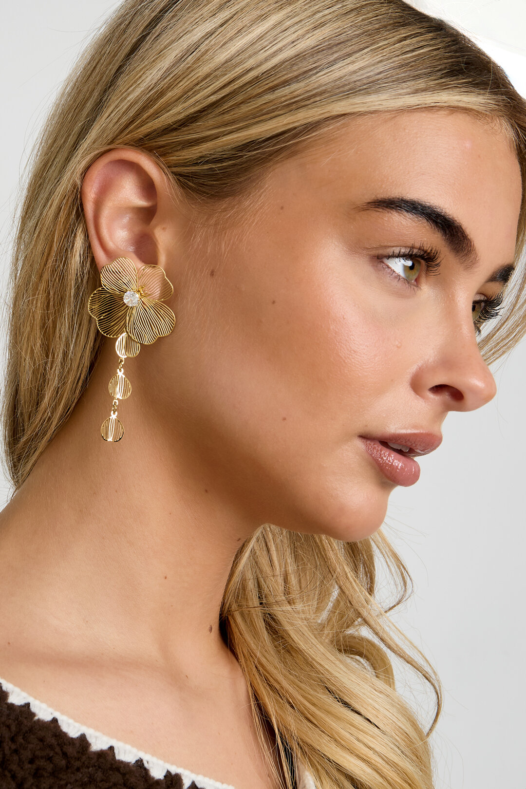 Stainless Steel Dangle Earrings Flower Casual Daily Simple Series Women's jewelry h5 Picture2