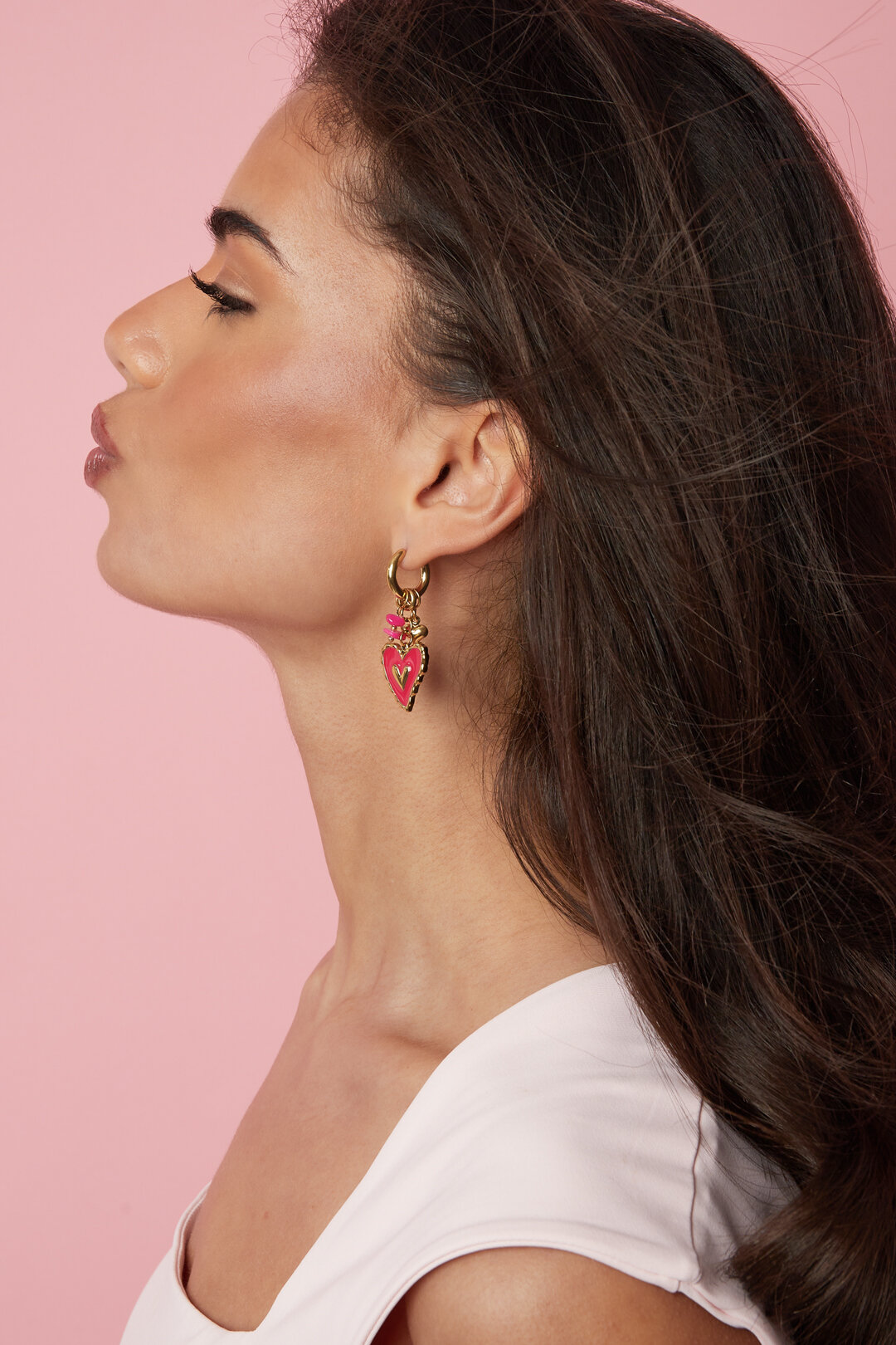 Boucles d'oreilles pendantes en acier inoxydable en forme de cœur, collection romantique pour la Saint-Valentin, bijoux pour femmes