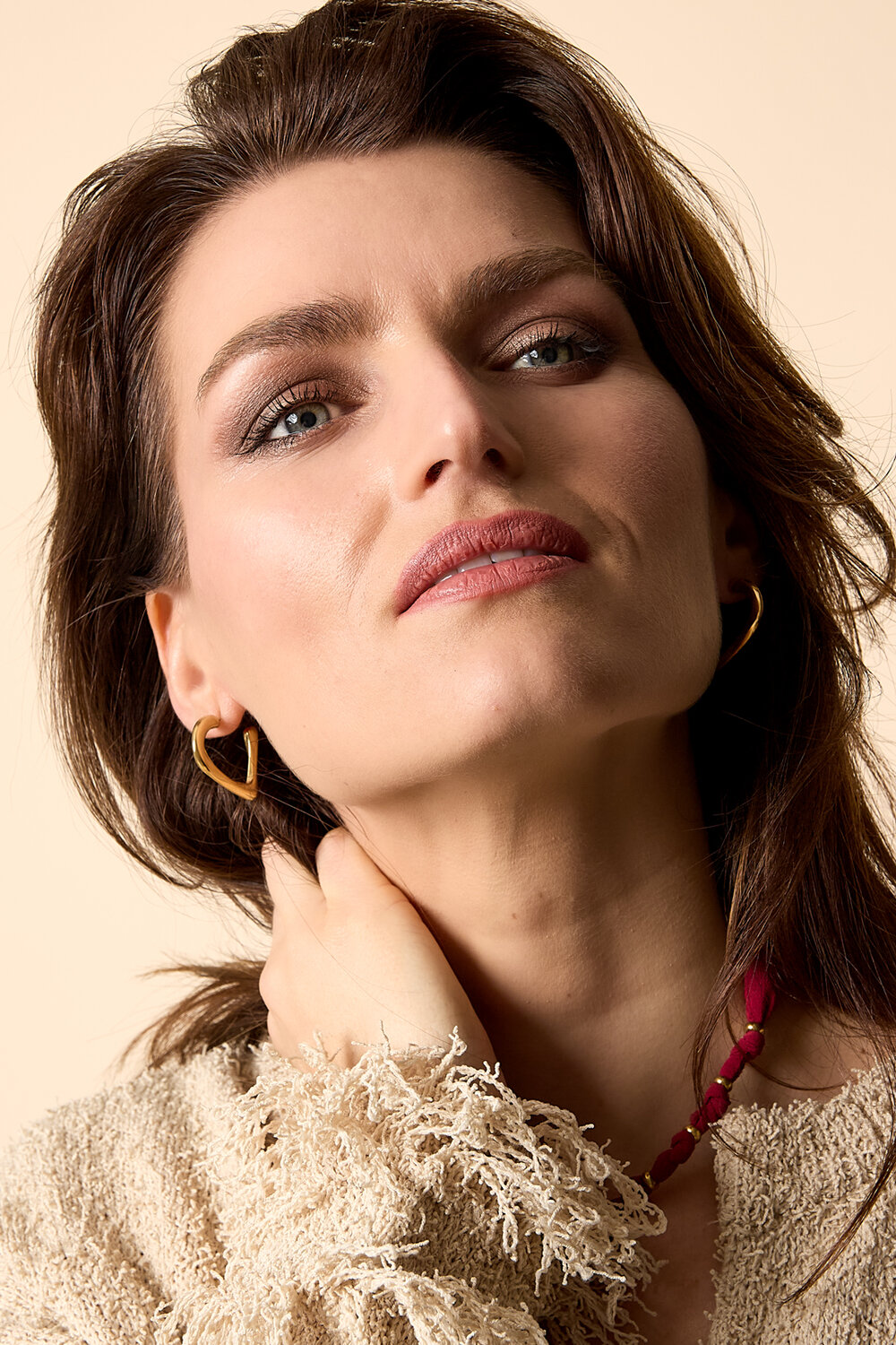 Boucles d'oreilles créoles en forme de cœur, style décontracté et simple, pour femme h5Image2