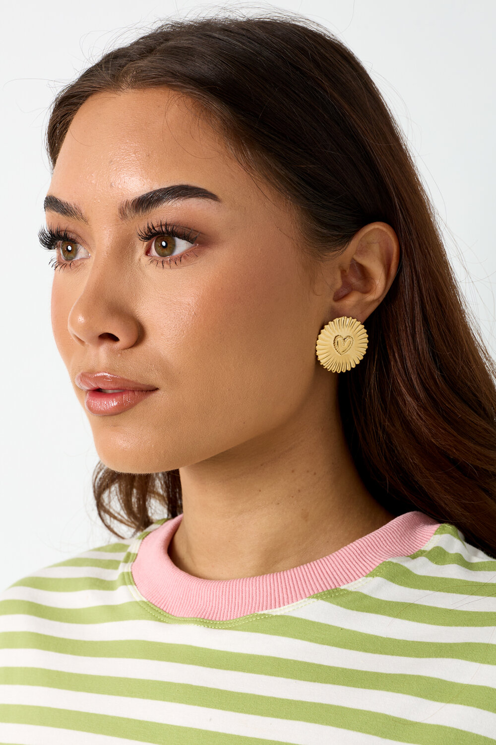 Statement earrings sparkling coin with heart h5Picture5