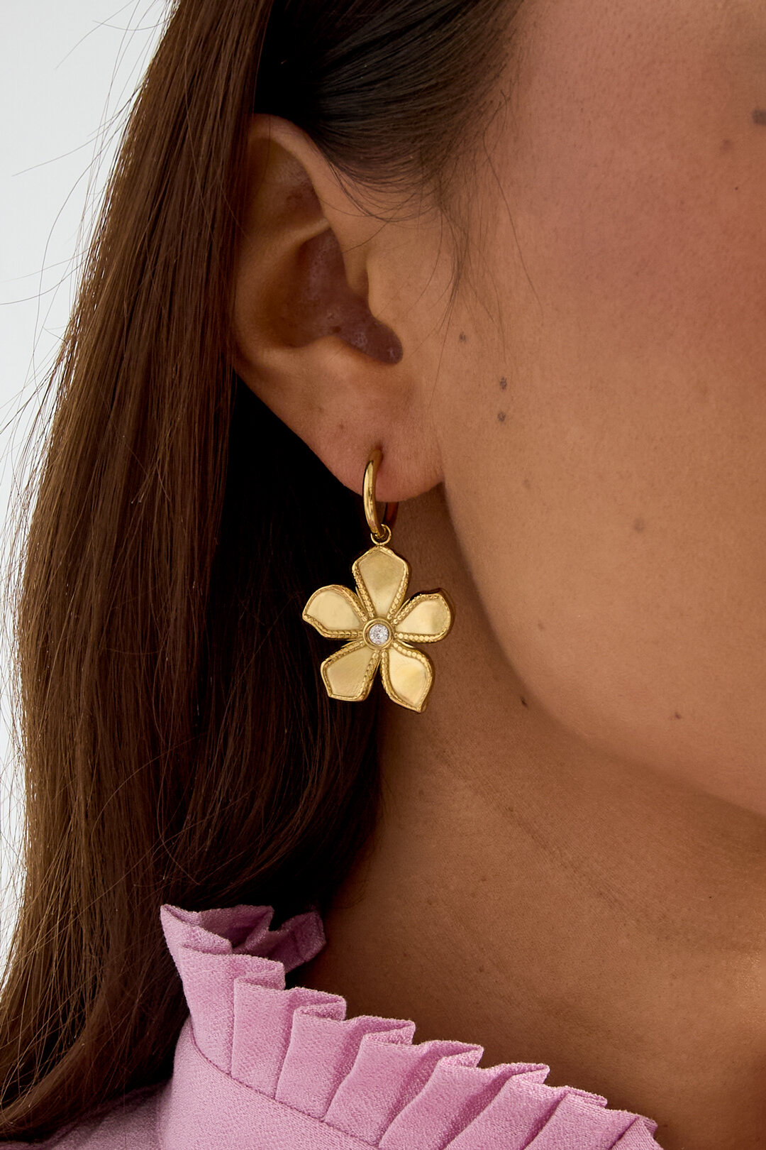 Stainless Steel Drop Earrings Flower Simple Daily Simple Series Women's jewelry 2