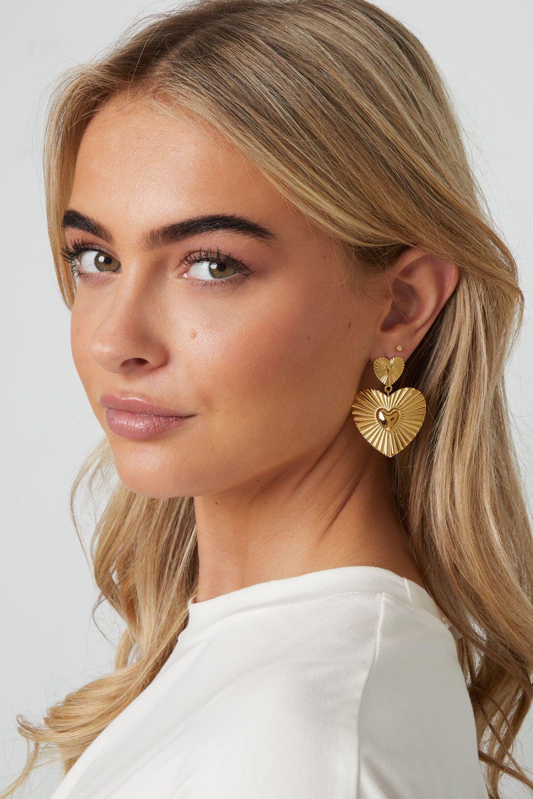 Orecchini pendenti in acciaio inossidabile a forma di cuore, casual, quotidiani, semplici, da donna