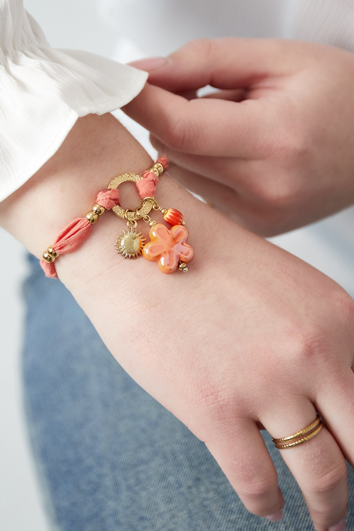 Bracciale floreale soleggiato - colore arancione e oro Immagine2