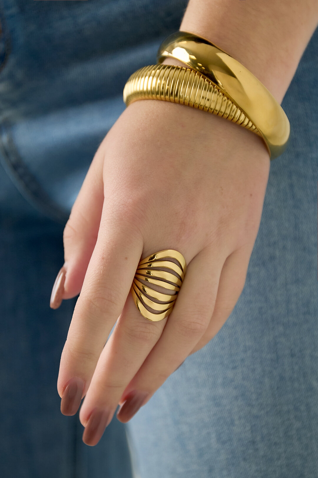 Stainless Steel Statement Rings lines Casual Daily Simple Series Women's jewelry Picture3