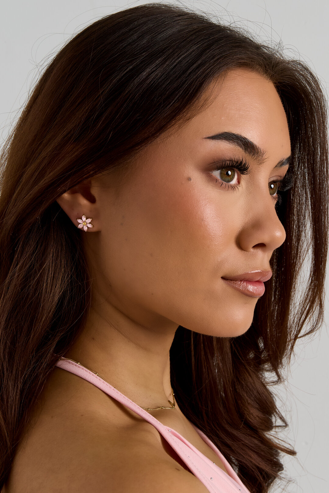 Earrings With Zircon Flower Picture2