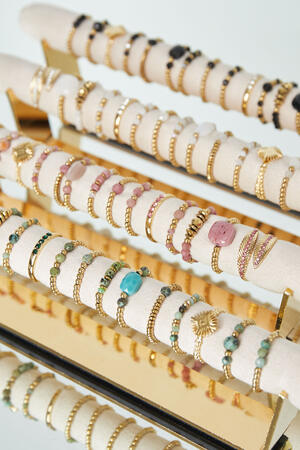 Expositor de anillos con cuentas - Acero inoxidable blanco y dorado h5 Imagen2