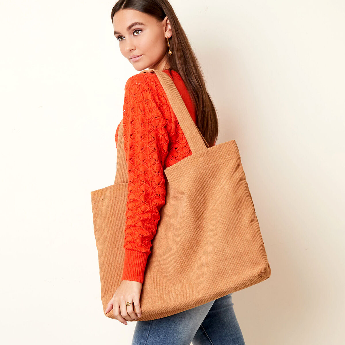 Shopper Bag Rippstoff Camel Polyester h5 Bild4
