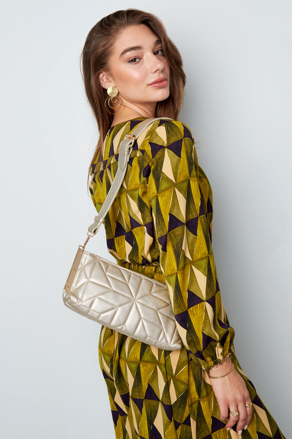 Stitched clutch Gold Color hardware - copper h5 Picture2