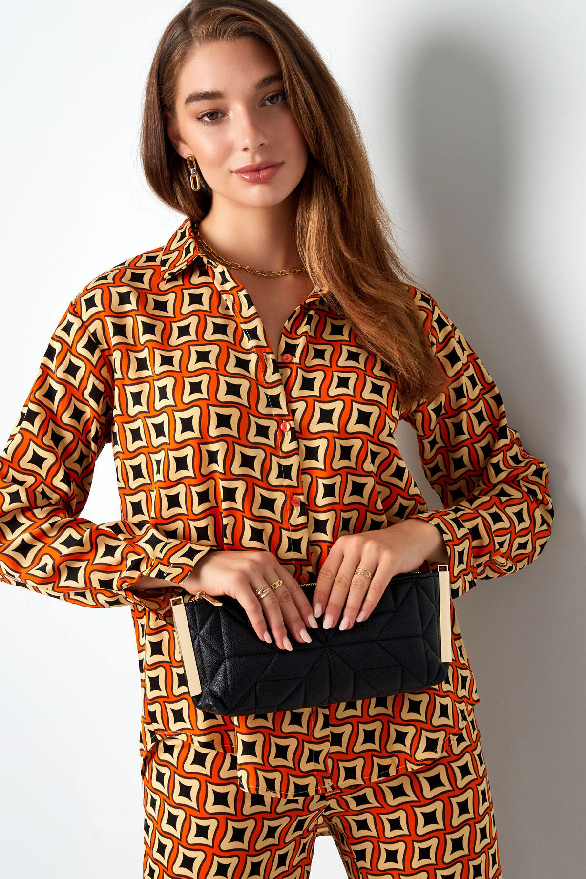 Stitched clutch Gold Color hardware - copper h5 Picture3