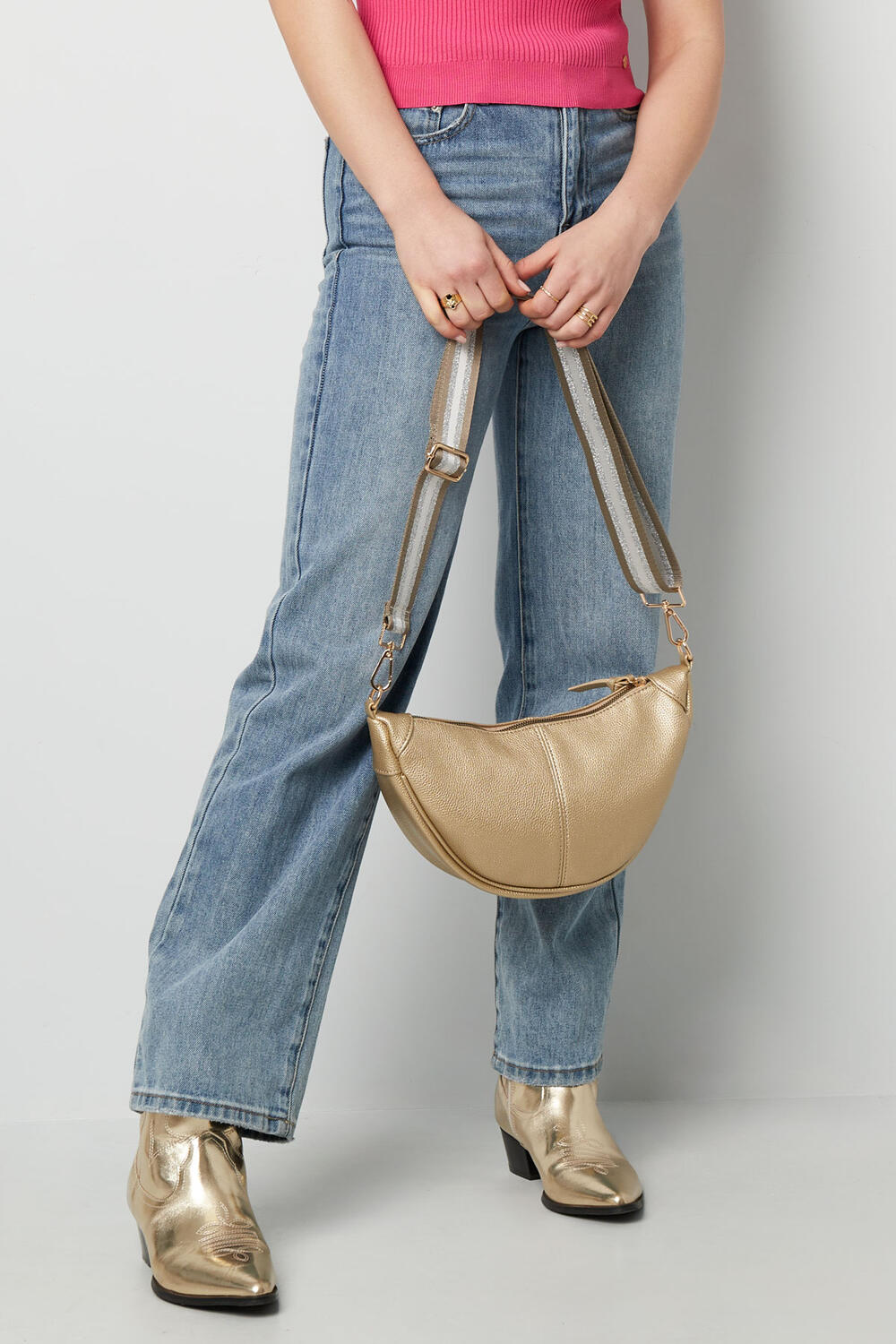 Beuteltasche Mit Fröhlichem Riemen – Goldfarbe - Goldfarbefarbe h5Bild2