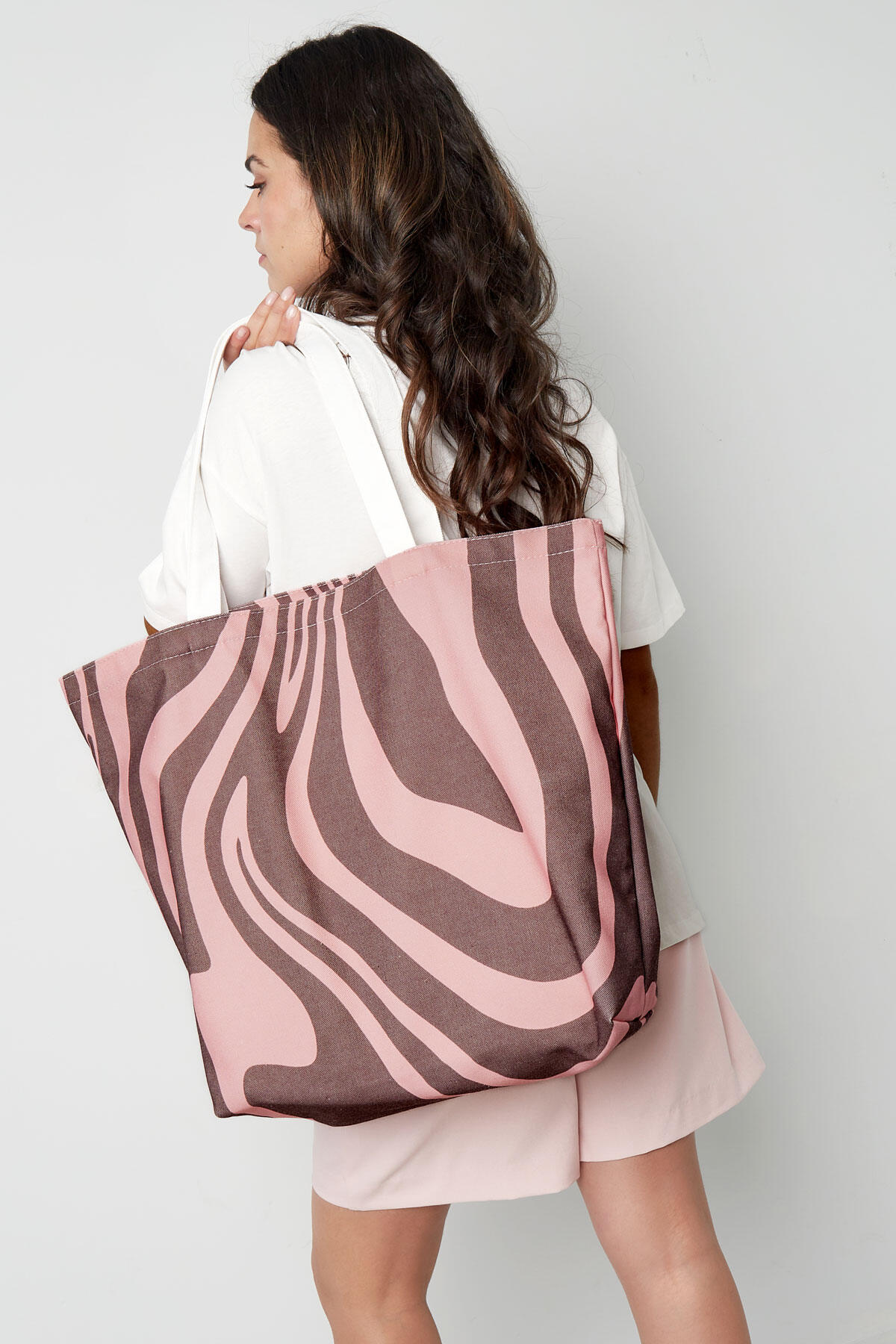 Canvas Shopper Zebraprint - braun rosa 2