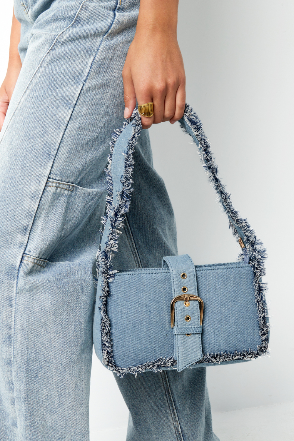 Borsa In Denim Con Frange Immagine2