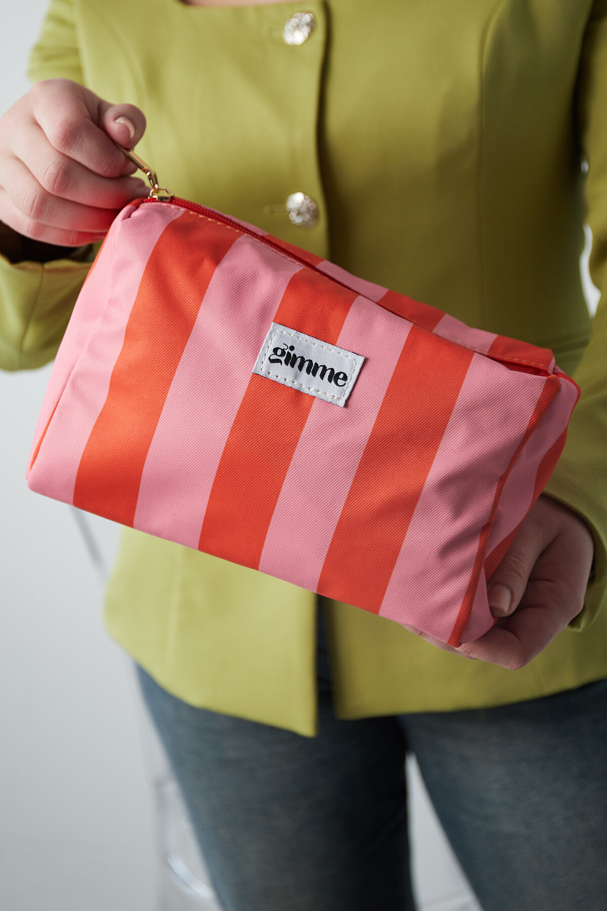 Kosmetiktasche groß Streifen - Orange pink Bild3
