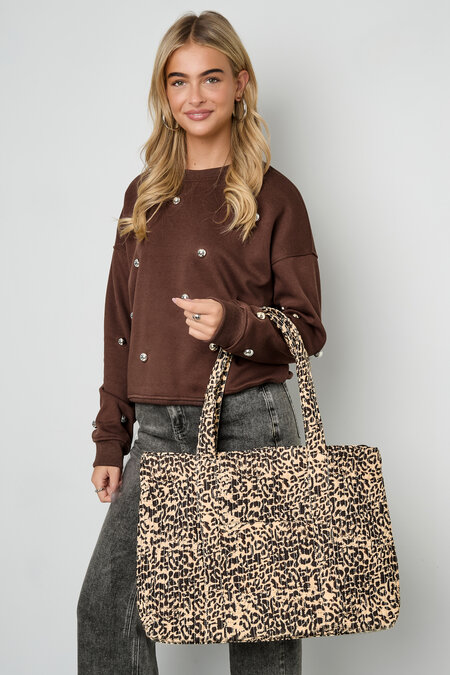 Borse tote con stampa leopardata, in poliestere, per tutti i giorni, accessori per tutti i giorni