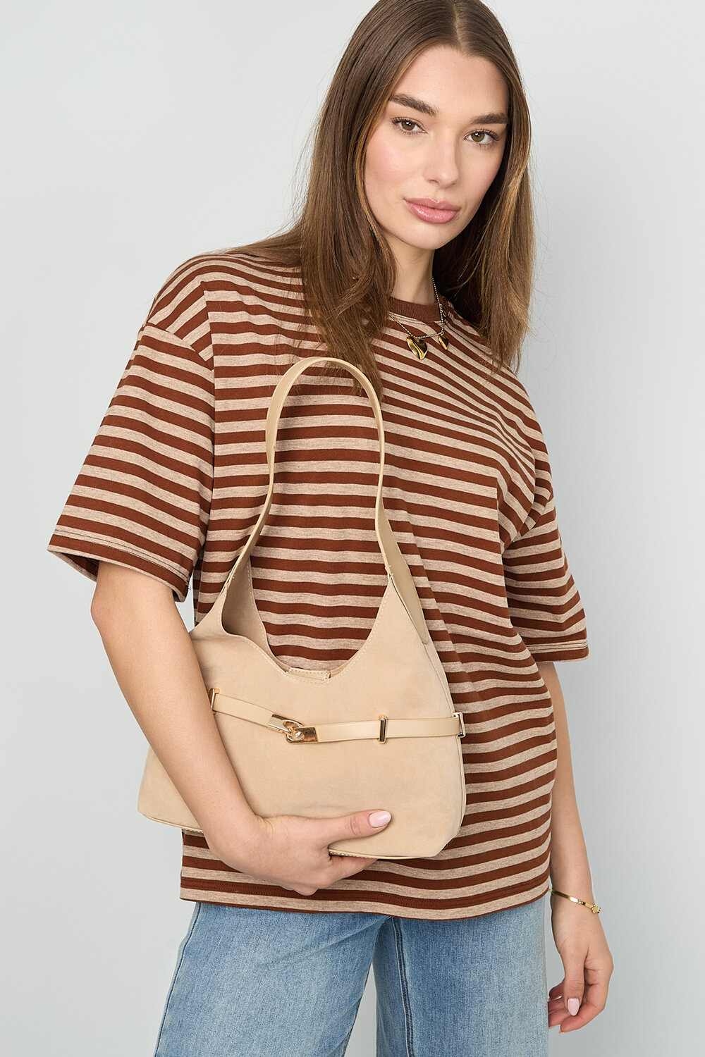 Bolsos de hombro de color liso, informales, de ante, accesorios para el día a día h5Imagen2