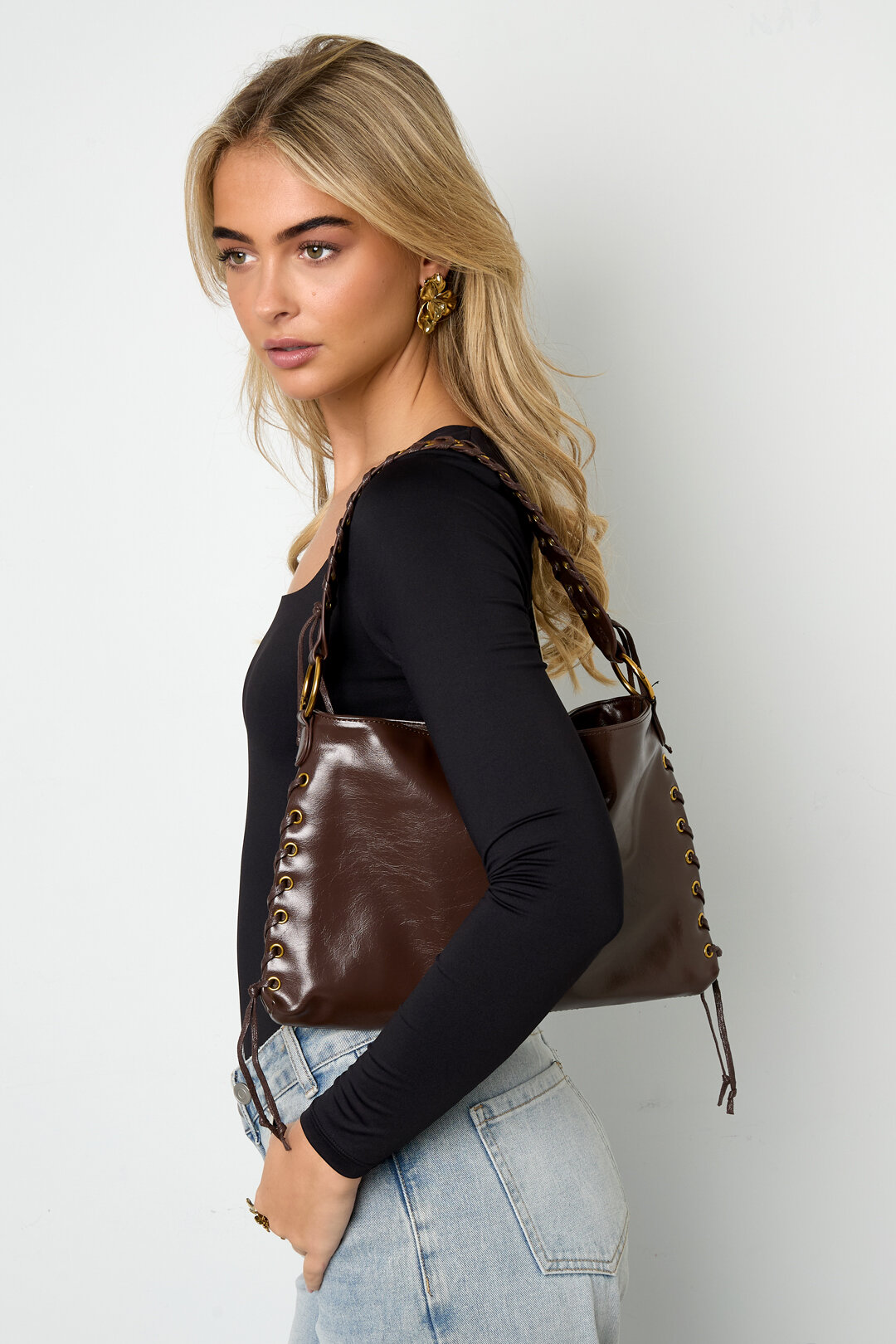 Bolsos de hombro de color sólido, casuales, de PU, accesorios diarios h5Imagen2