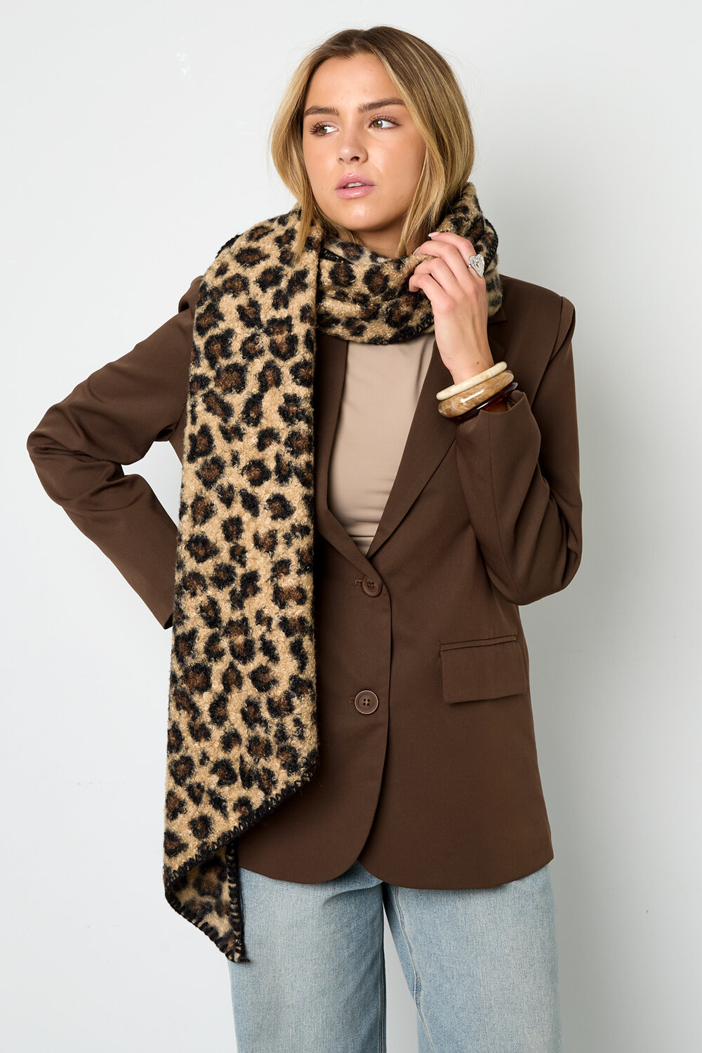 Sciarpe invernali stampa leopardata casual in poliestere quotidiano h5Immagine3