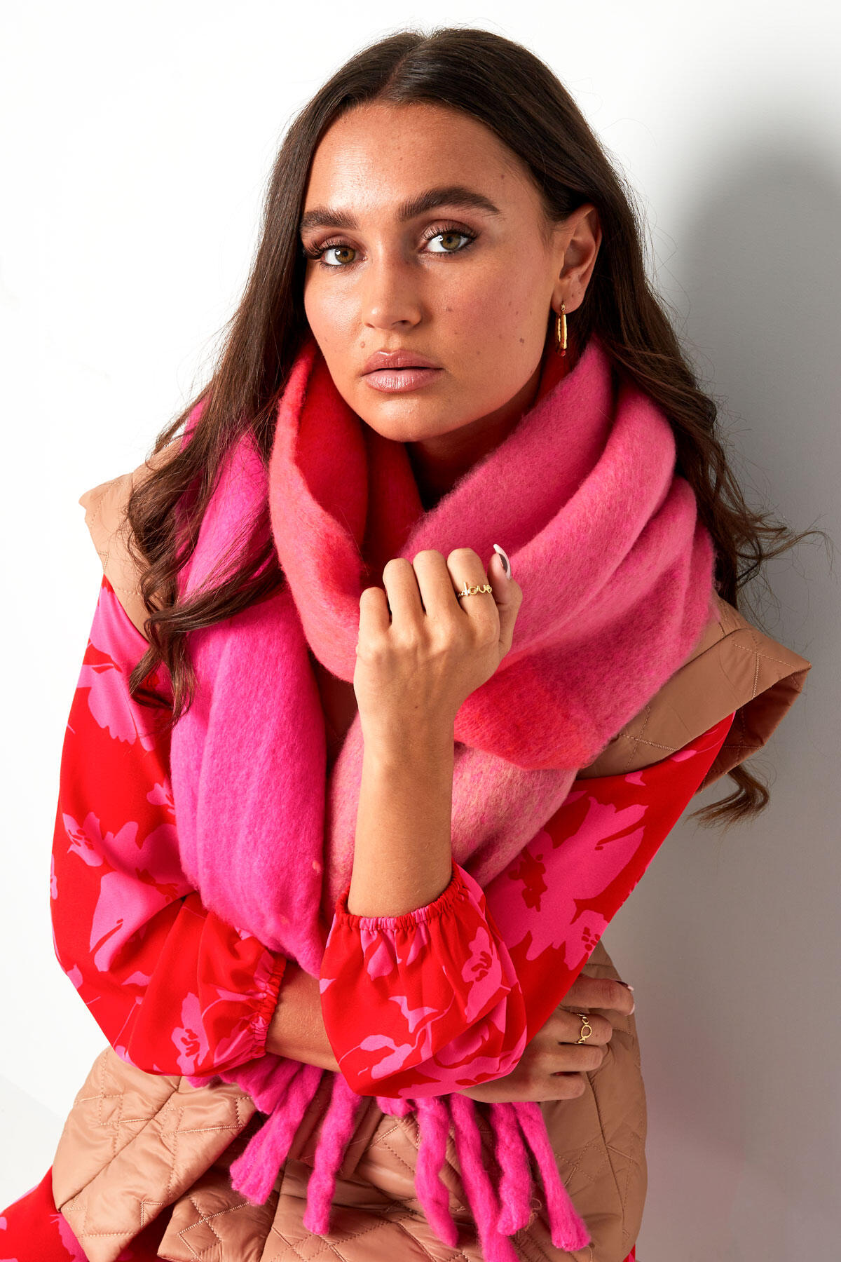 Eşarp açık renkler Rose Polyester Resim8