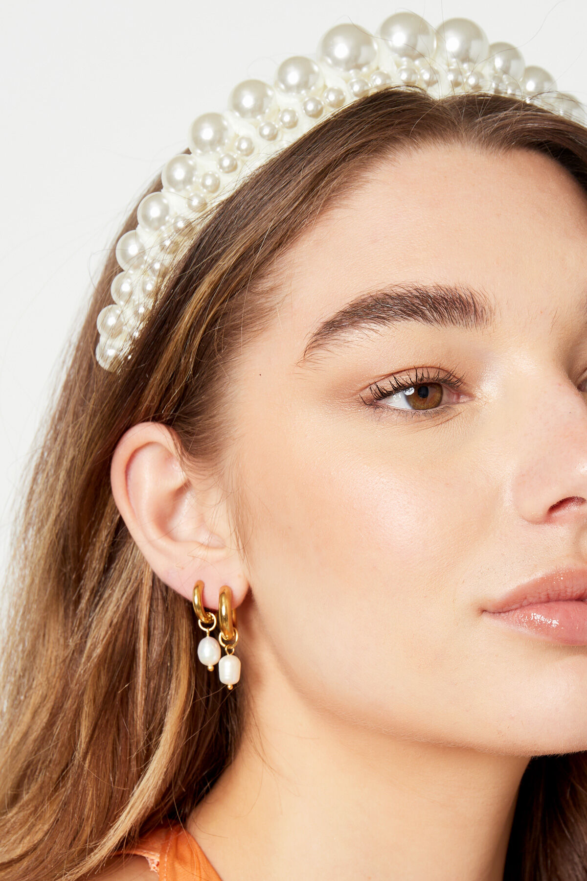 Statement-Stirnband mit Perlen – gebrochenes Weiß Offwhite Kunststoff h5 Bild3