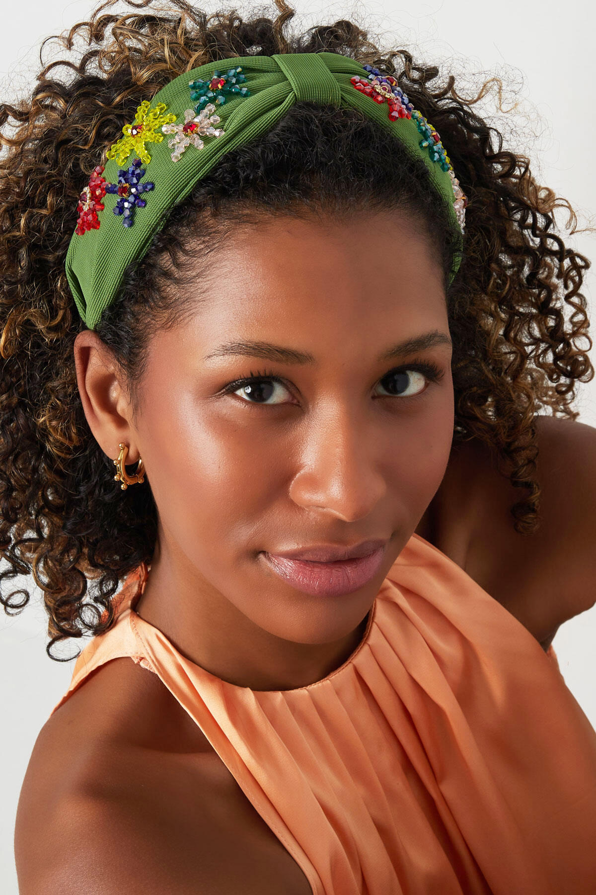 Haarband Groen Gekleurde Bloemen - Polyester Afbeelding6