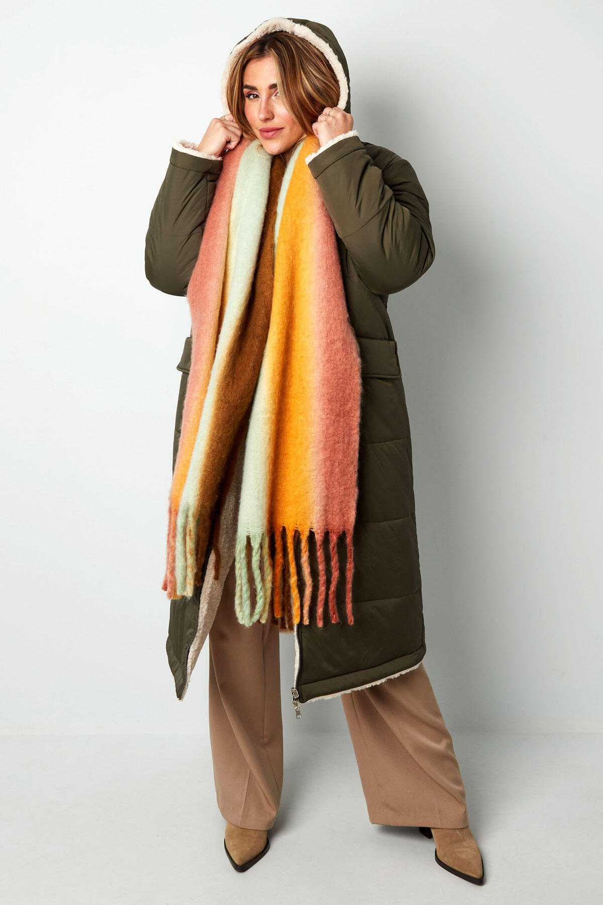 Bufanda de invierno colores ombre gris h5 Imagen3
