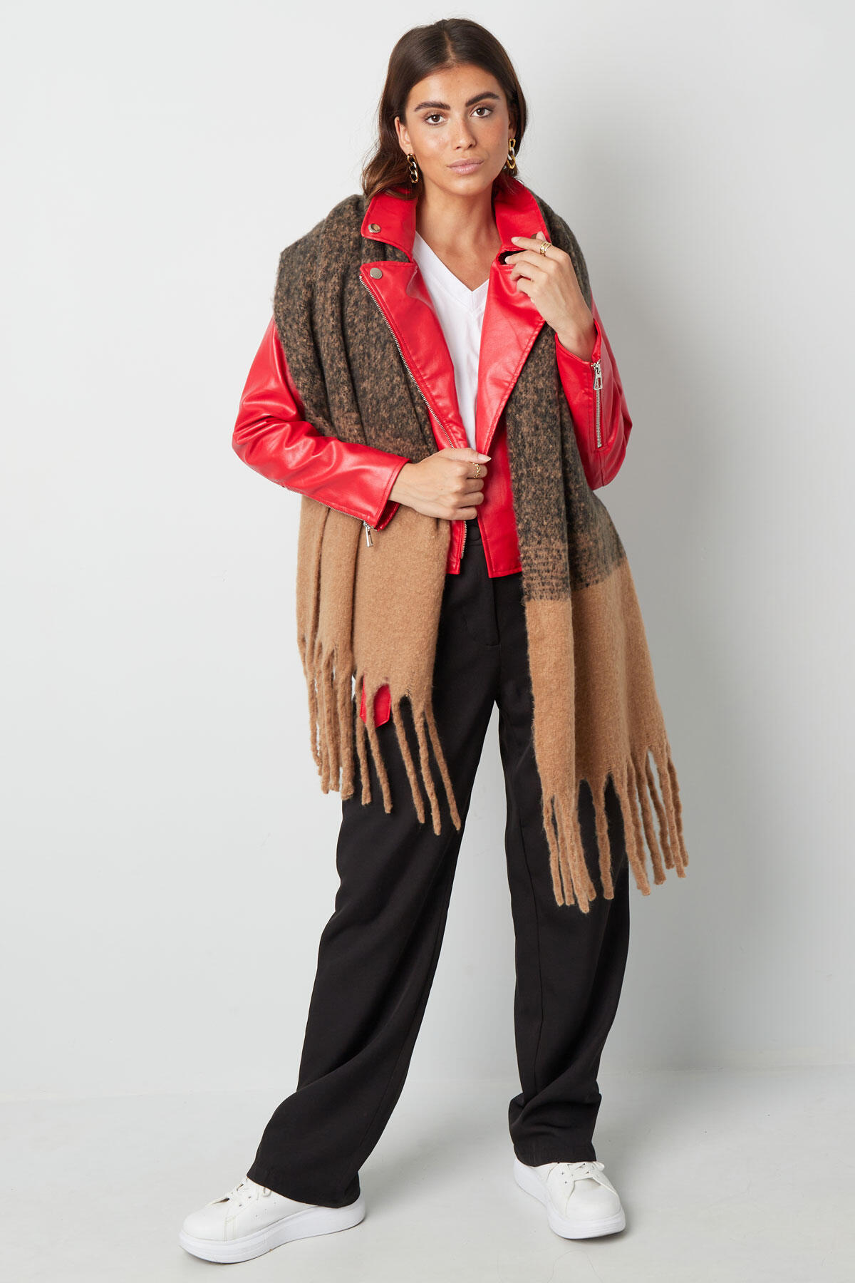 Bufanda de colores beige negro Imagen5