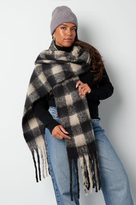Winter scarf wonderful square - blue brown