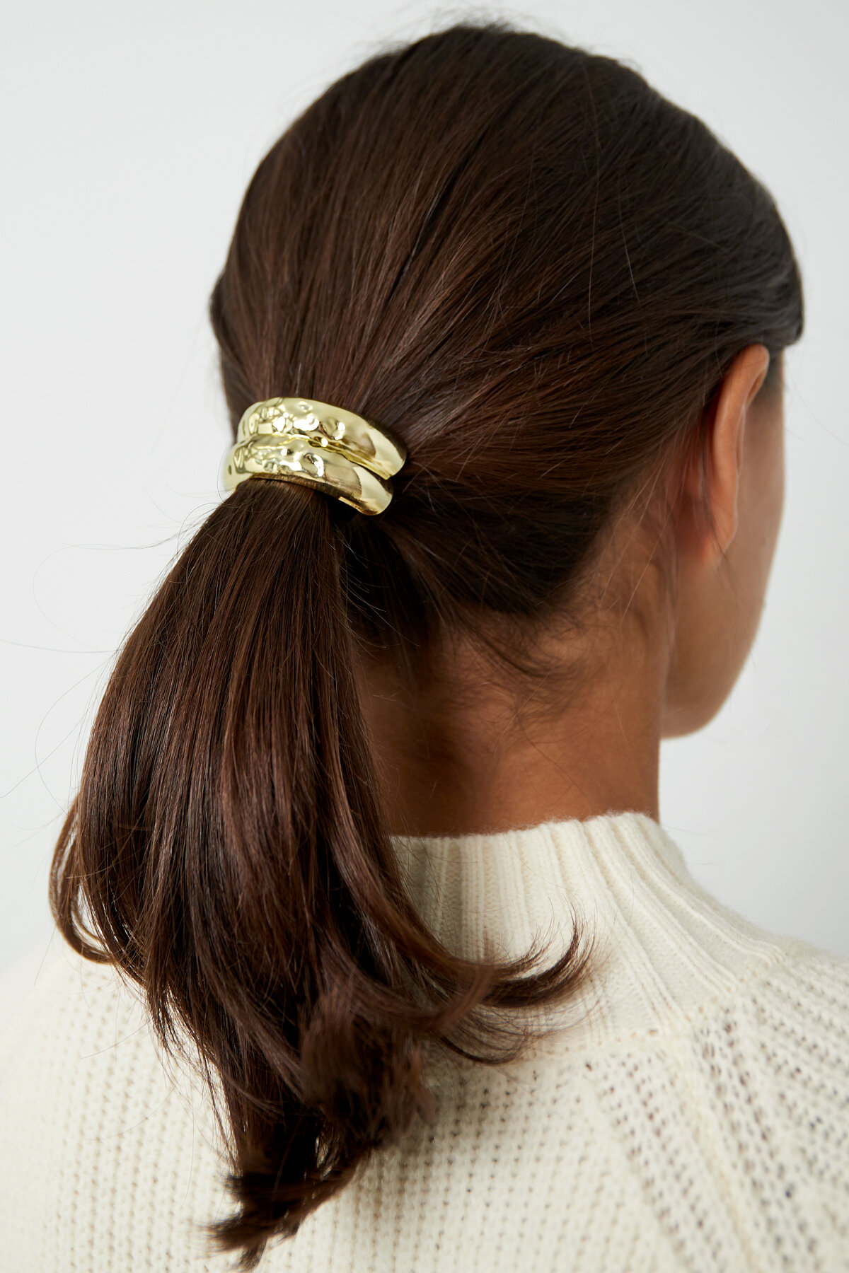 Élastique à cheveux texturé et élégant - doré h5 Image2