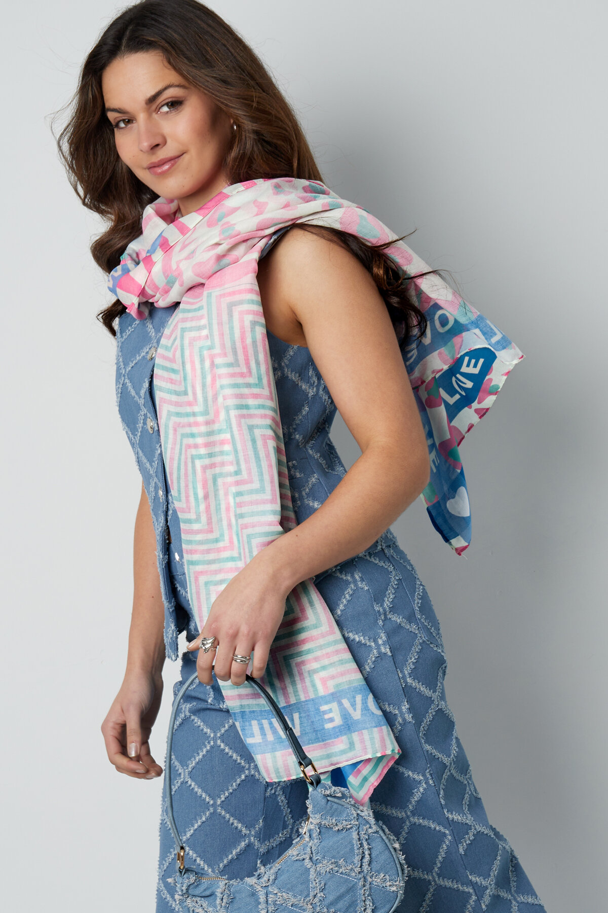 Colorful scarf wild love - Orange & pink
