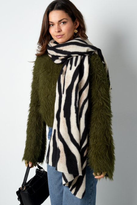 Zebra print scarf - Black and white