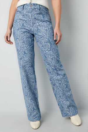 Cotton Woven Women's Straight Leg Pants Casual Floral Print h5 Picture3