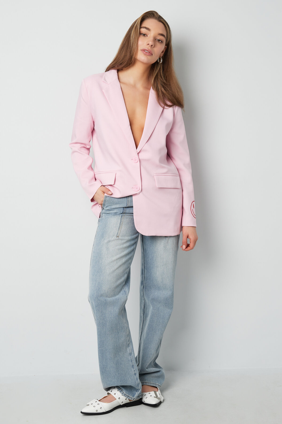 Set di Giacca da Donna in Poliestere Taglio Oversized con Logo Ricamato Immagine4
