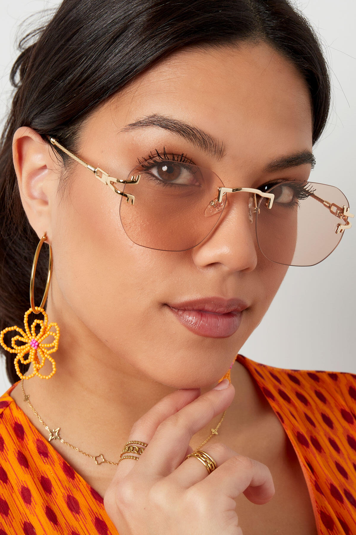 Sonnenbrille Runde Brille  Detail Schwarz  h5 Bild2