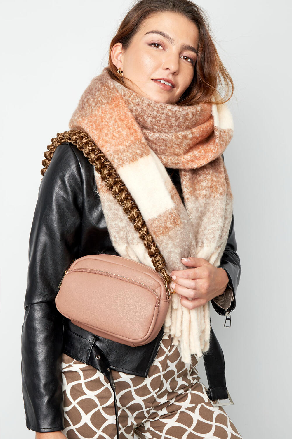 Gevlochten tas strap wijnrood Afbeelding3