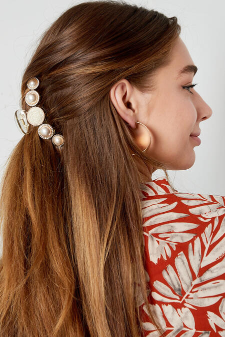 Haarspange Perlen mit Rose 2