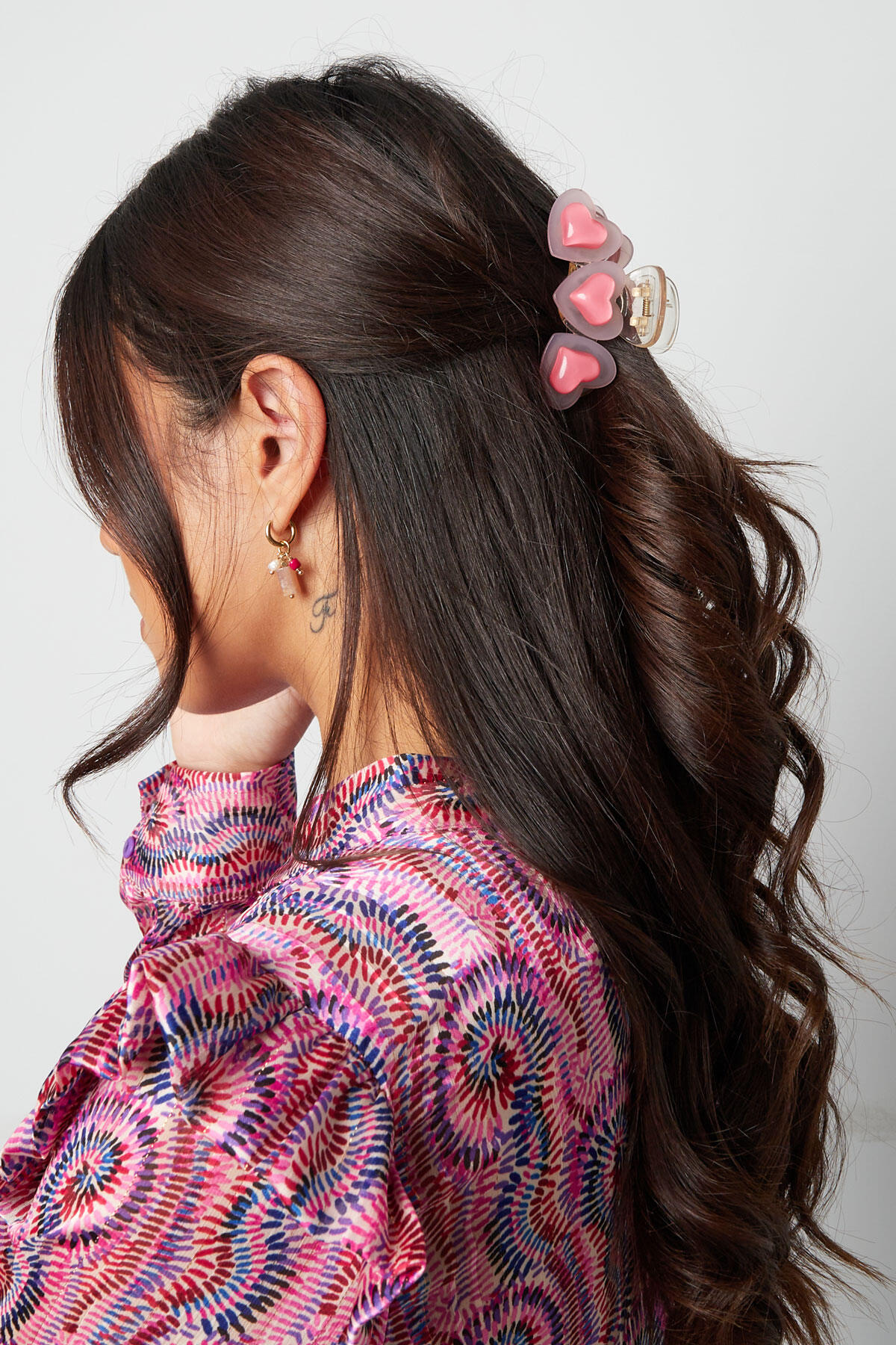 Hair clip pink hearts trio 2