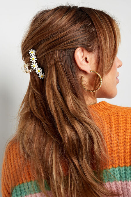 Hair clip curl white flowers 2