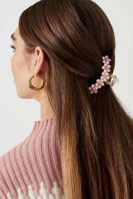 Hair clip pink flowers 2